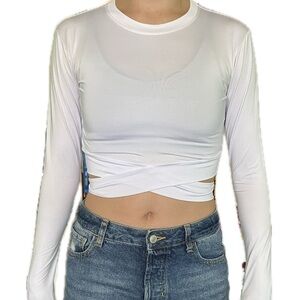 White long sleeve crop top